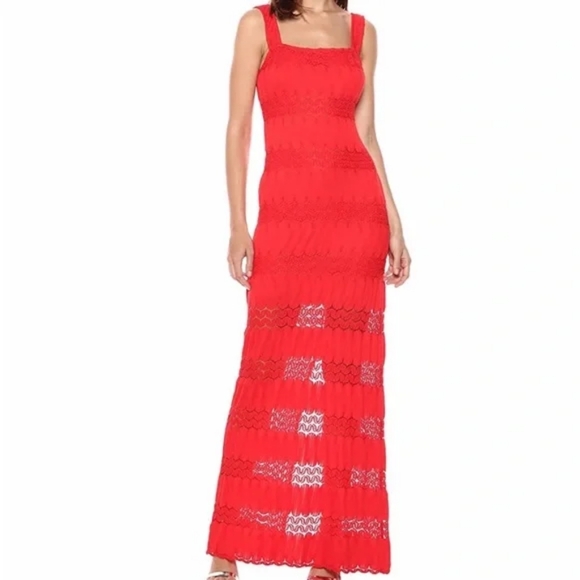 Show Me Your MuMu Dresses & Skirts - Show Me Your Mumu Crochet Red Coral Maxi Dress